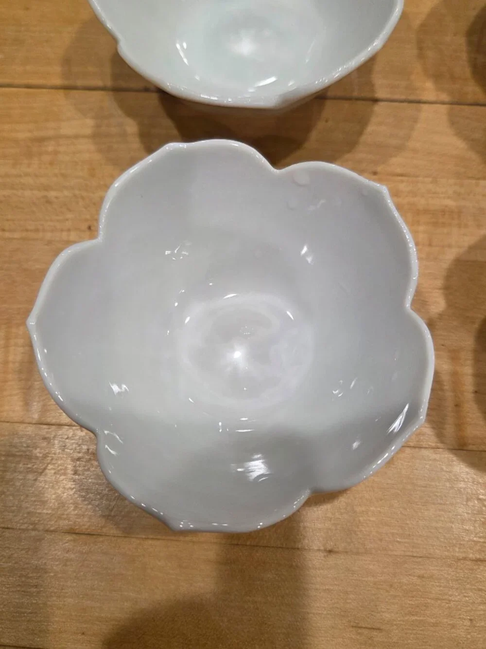Vintage White Porcelain Cherry Blossom Lotus Petal Small Bowls Set of 4
